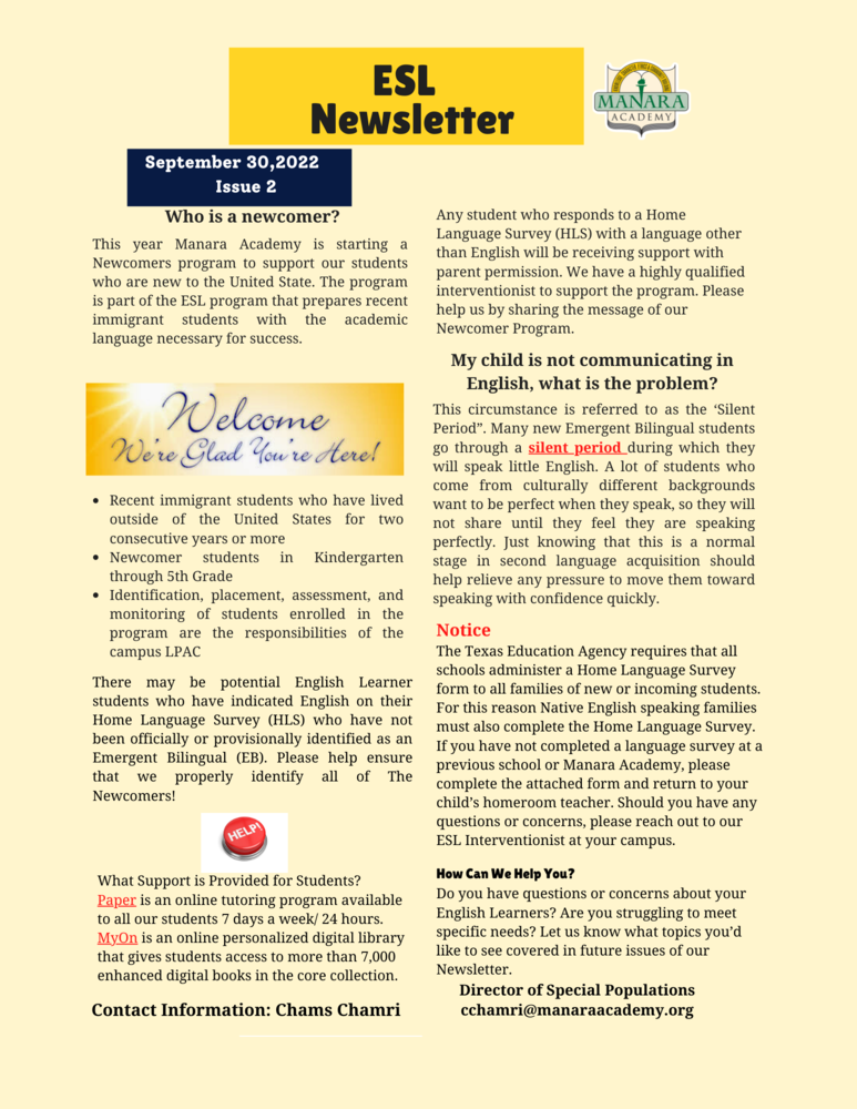 ESL Newsletter