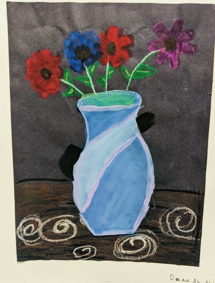 vase of flowers drawing